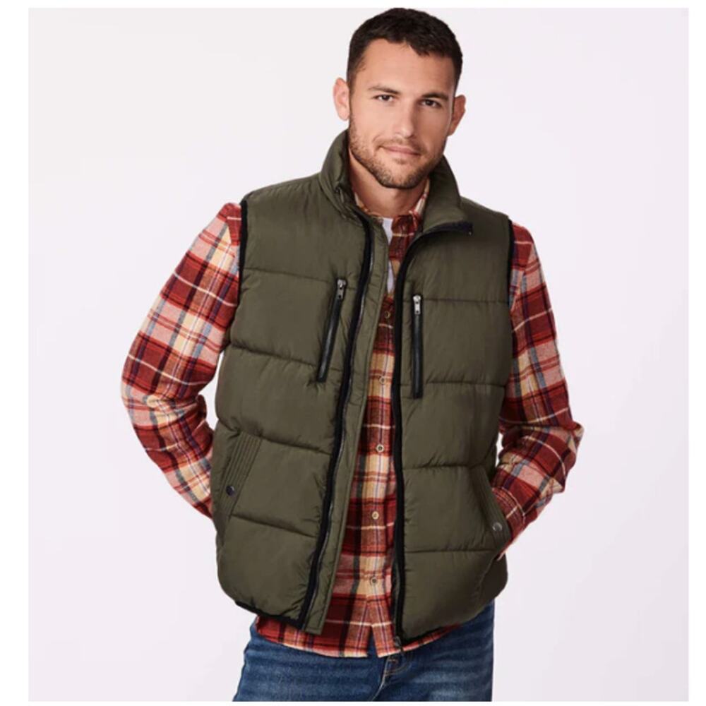 NWT Bernardo Cool Warm Puffer Vest Ecoplume Olive Green Large